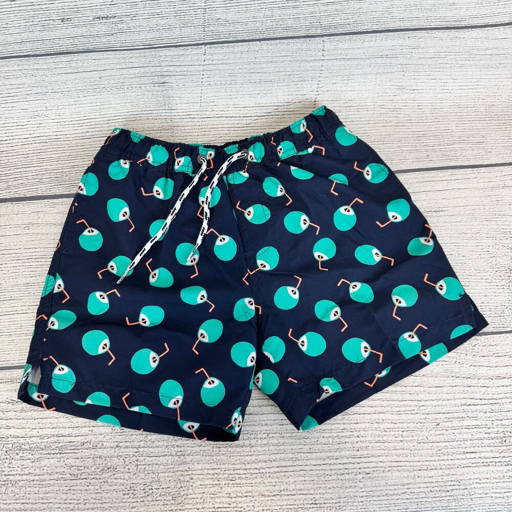 Snapper Rock Boy's Navy Blue Coconut Drink Printed Swim Trunks Size 6